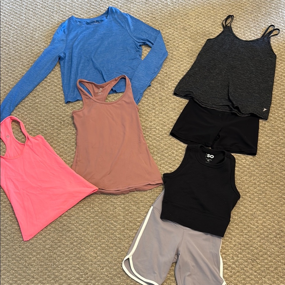 Assorted Athletic Tops and Shorts S XS Lululemon Aerie Danskin 90 Degrees